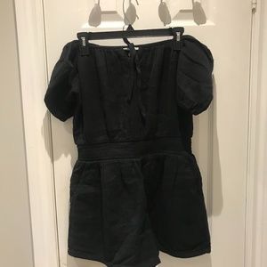 Aerie Off-the-Shoulder Black Romper